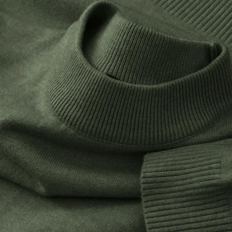 New Mens Casual Mock Turtleneck Sweaters Long Sleeve Thermal Pullover Autumn Basic Lightweight Streetwear Knitted Coat Tops