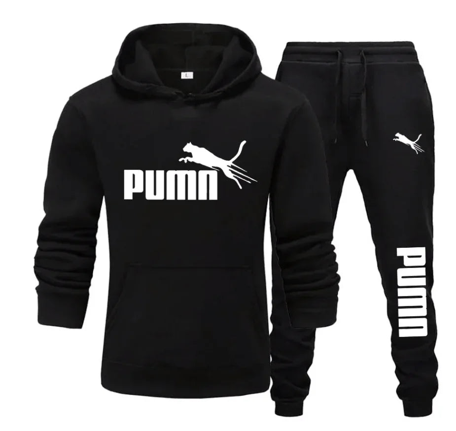 New autumn and winter men's pullover hoodie + pants 2-piece fashionable and trendy fitness jogging casual sportswear set