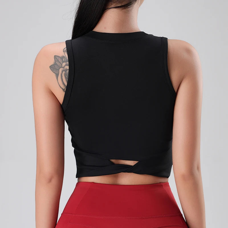 Women's Sports Tops Short Sleeve Gym Yoga Vest Underwear Gathering Shockproof Training Tops Training Clothing