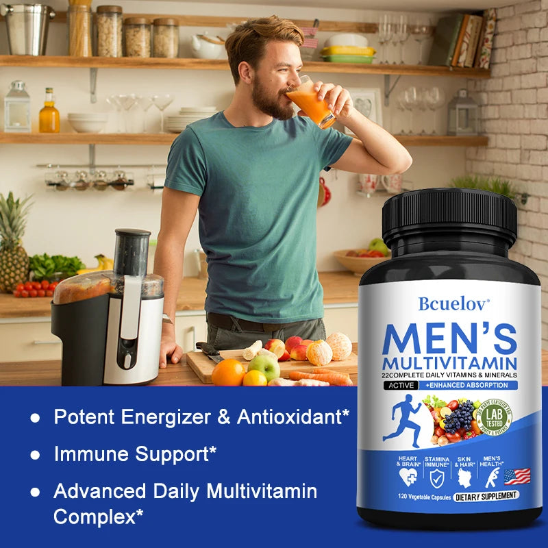 Men's Multivitamin - with Vitamins A, C, D, E & Zinc, High Absorption Supplement - Build Endurance & Muscle, 120 Tablets
