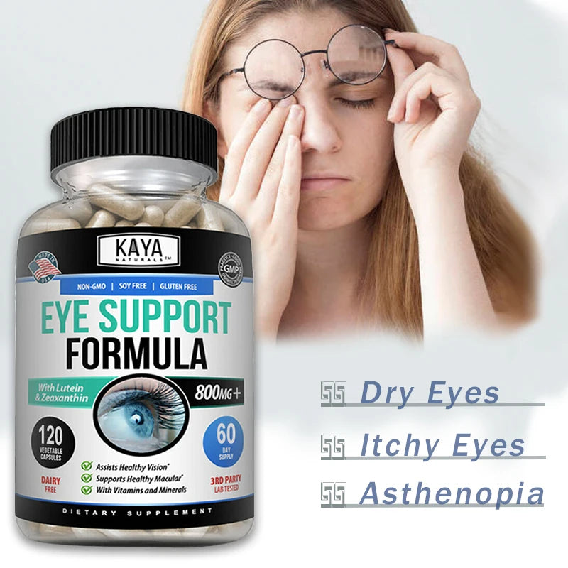 Eye Health Supplement - Eye Vitamins with Lutein, Zeaxanthin and Bilberry Extract, Lutein Blend for Eyestrain, Healthy Adults