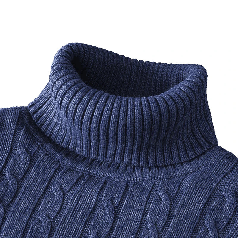 Outdoor Men's Long Sleeve Knitted Sweaters Slim Fit Turtleneck Sweater Casual Pullover Sweater Winter Basic Heavyweight Top