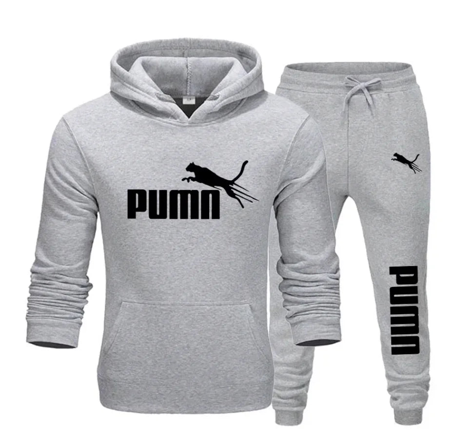 New autumn and winter men's pullover hoodie + pants 2-piece fashionable and trendy fitness jogging casual sportswear set