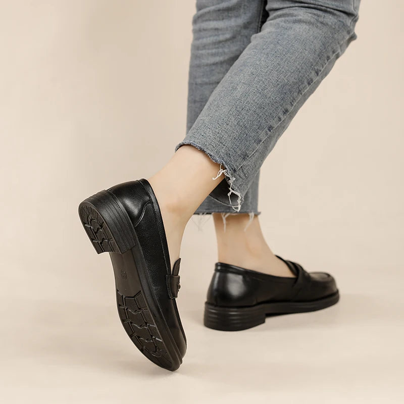 Women's Casual Loafers Slip On Leather Shoes Lightweight Walking Shoes Moccasins Classic Penny Loafer Flats Boat Shoes