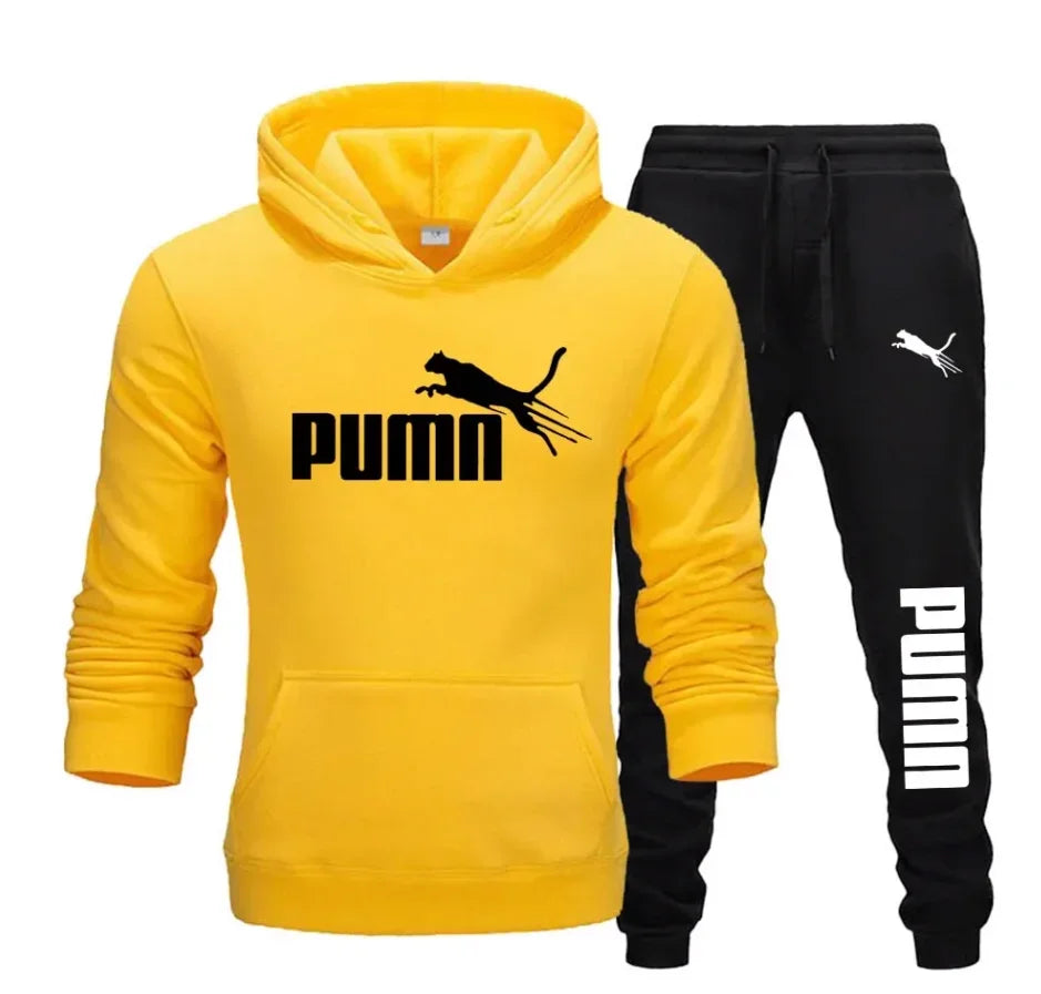 New autumn and winter men's pullover hoodie + pants 2-piece fashionable and trendy fitness jogging casual sportswear set