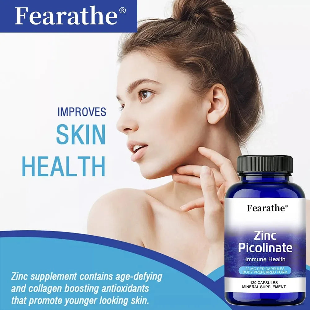Zinc Picolinate Capsules 22mg - Immune Health, Antioxidant, High Absorption Zinc Supplement - High Potency, Non-GMO