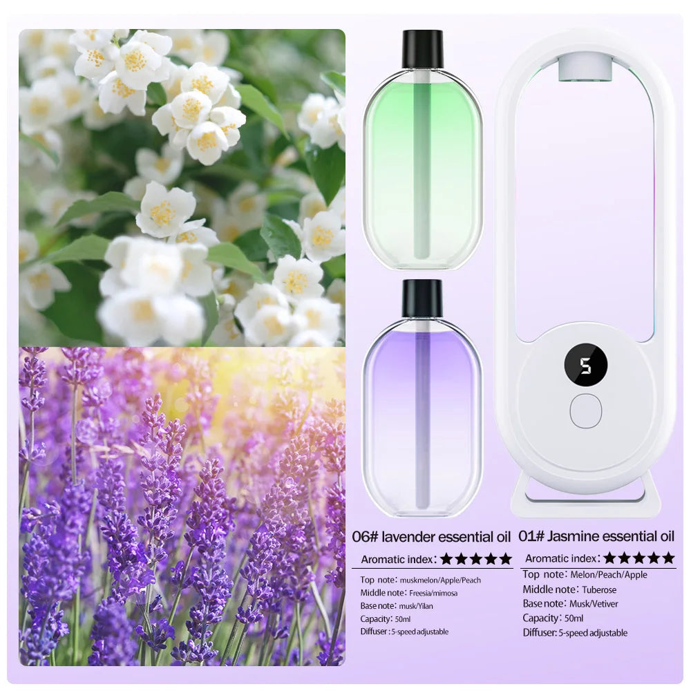 Rechargeable portable aroma diffuser Essential Oil Aromatherapy machine Timed air freshener to remove odors 5 modes timed spray