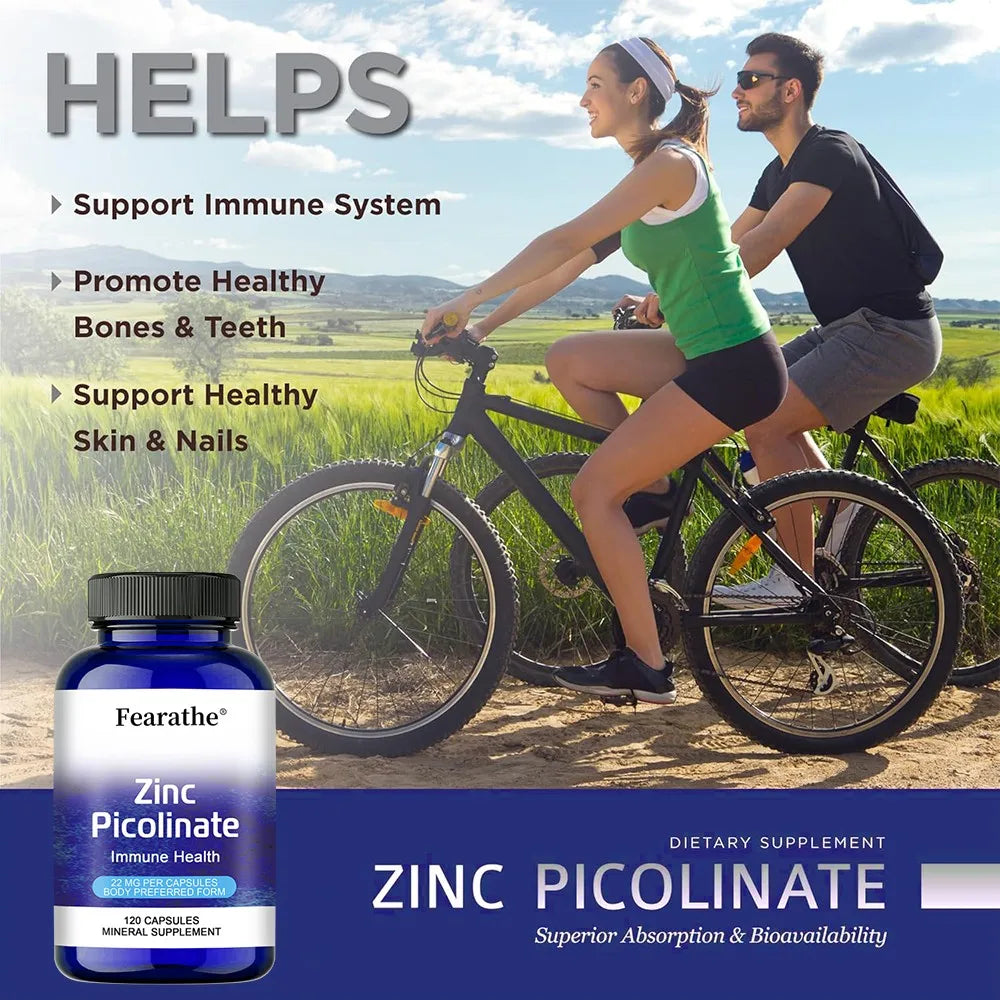 Zinc Picolinate Capsules 22mg - Immune Health, Antioxidant, High Absorption Zinc Supplement - High Potency, Non-GMO