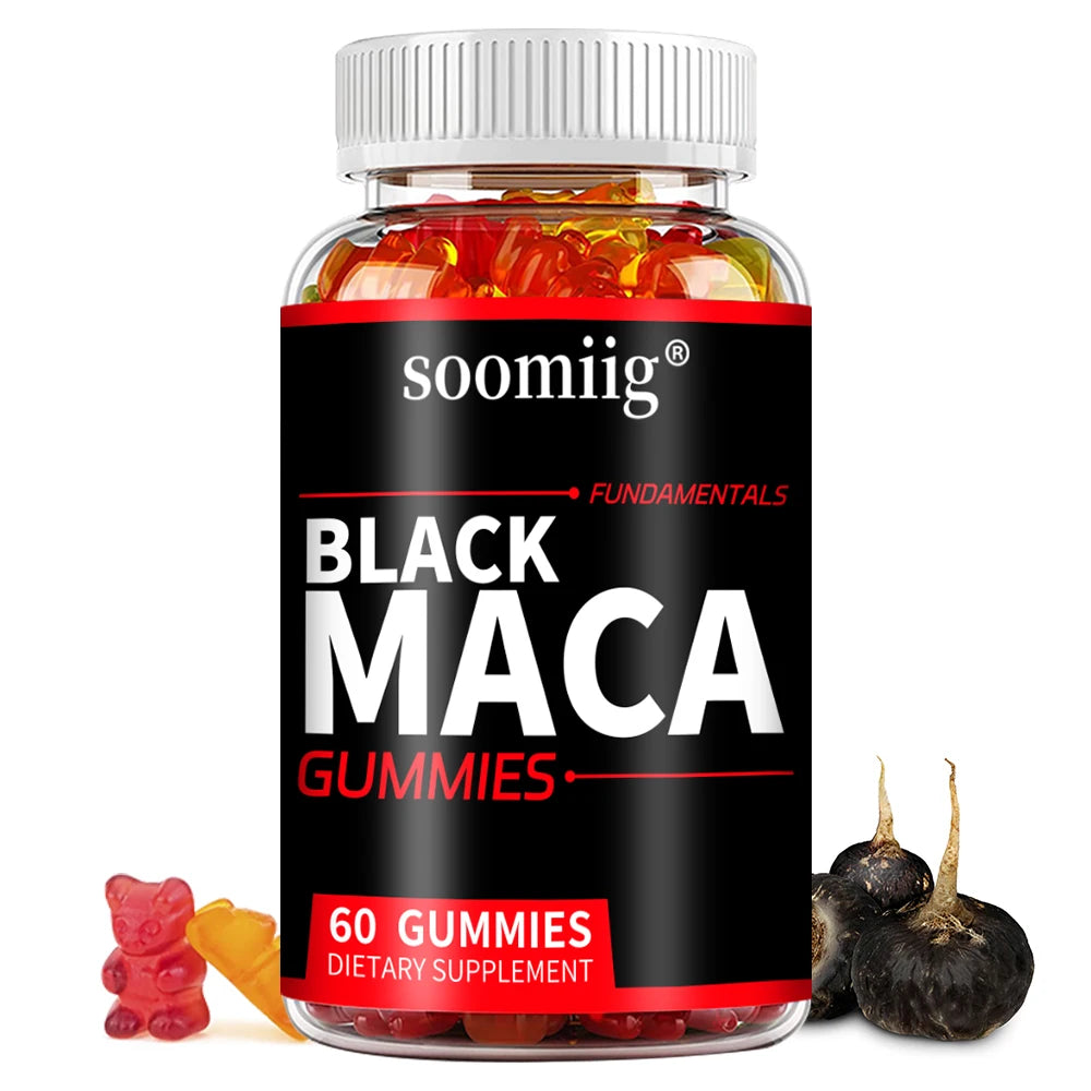 Black Maca Extract Gummies, Balance Energy and Reproductive Health, Enhance Endurance, Workout Supplement