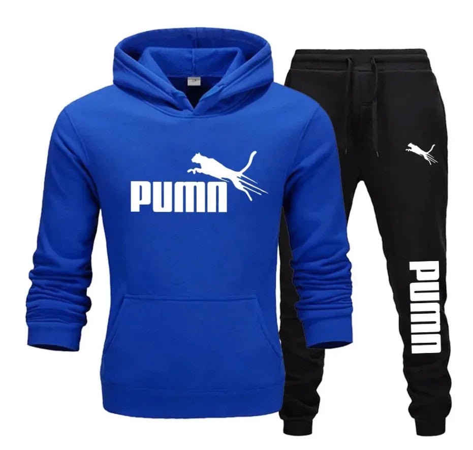 New autumn and winter men's pullover hoodie + pants 2-piece fashionable and trendy fitness jogging casual sportswear set