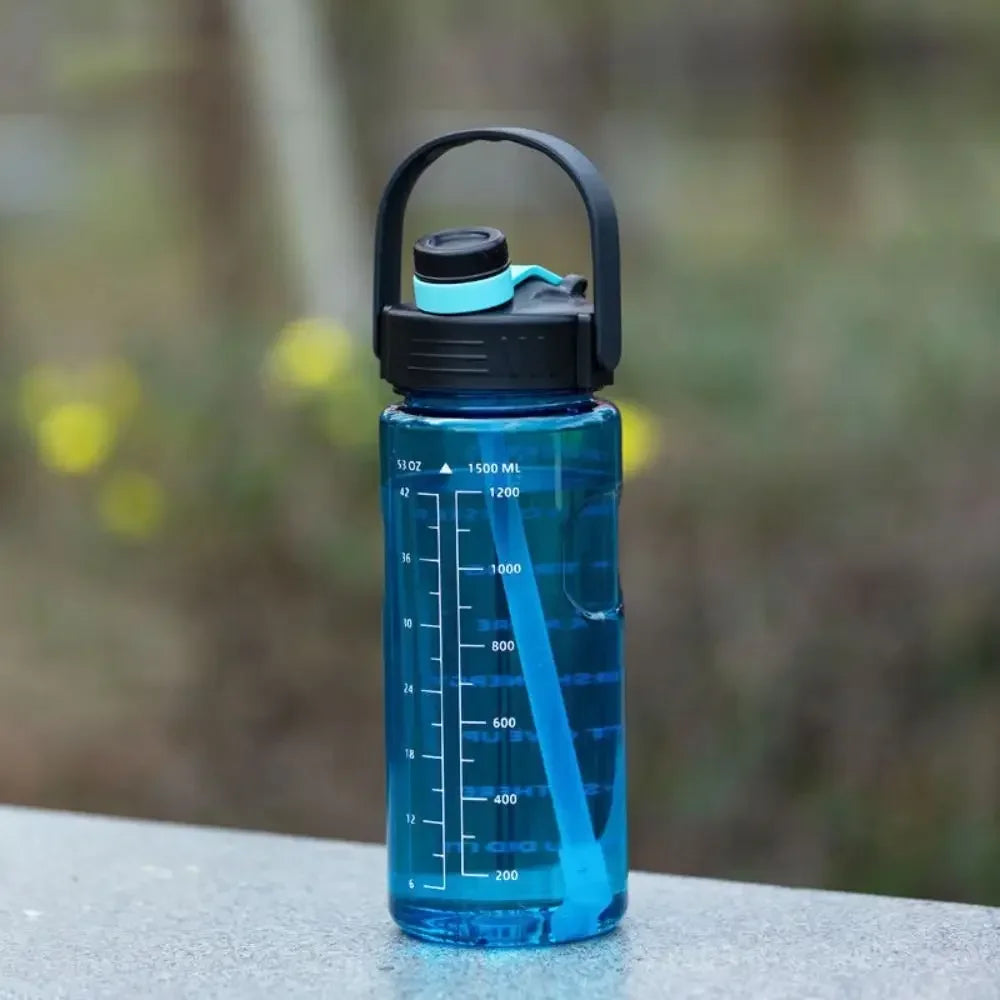 1.5 L/2L/3L Bottled Large Capacity Sports Water Cup Leak-proof With Time Marker And Straw Plastic For Home Outdoor Sports