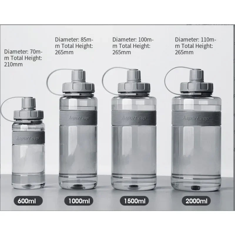 2 Liter Big Water Bottle with Straw 2L/1.5L/1L/0.6L Large Capacity School Gym Sports Drinking Bottles BPA Free Fitness