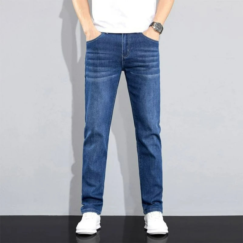 Autumn Winter New Men's Micro Elastic Straight Leg Denim Pants with Shape Skin Friendly Business Men's Pants in Multiple Sizes
