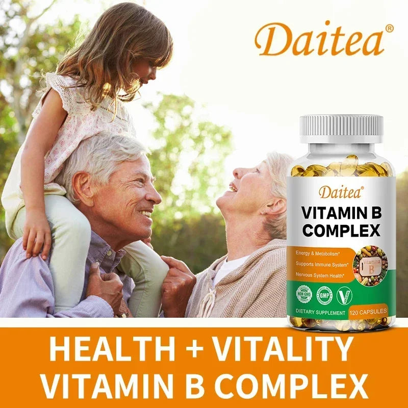 B Vitamin Supplements, Including Folic Acid and Biotin, To Support Heart and Nervous System Health, Energy Metabolism