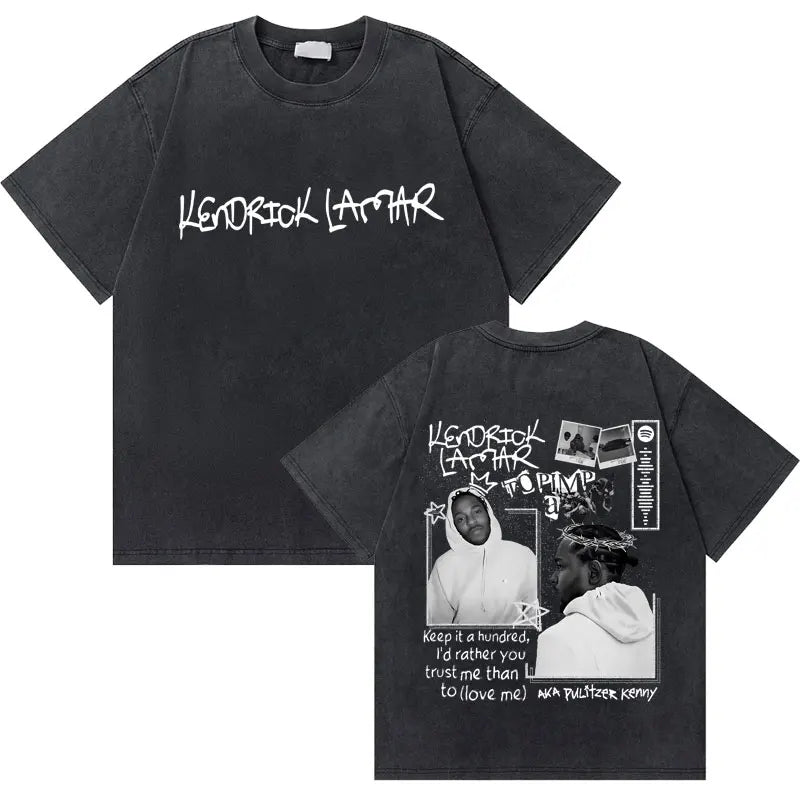 Washed Vintage Rapper Kendrick Lamar Good Kid Money Trees T-shirts Men Hip Hop Retro Oversized Tshirt Male Fashion Trend T Shirt